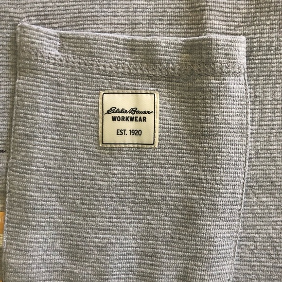 Eddie Bauer Workwear LS Thermal Knit Henley Gray Sz. L Stain Resistant Casual - Picture 7 of 7